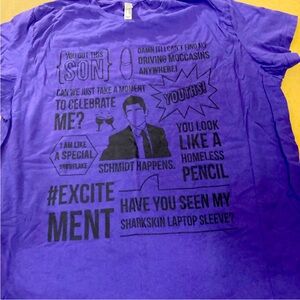 NWOT New Girl Schmidt-isms Purple T-shirt Size 3XL